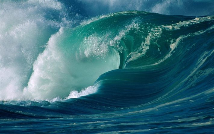 onda di mare, un'onda enorme, grande onda, tempeste, tsunami, velychezna hvilya, hawaii
