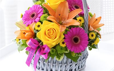 lily, gerbera, bouquet, bellissimo mazzo di fiori