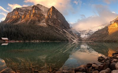 banff, lake louise, rocky mountains, louise, gletscher-see, kanada