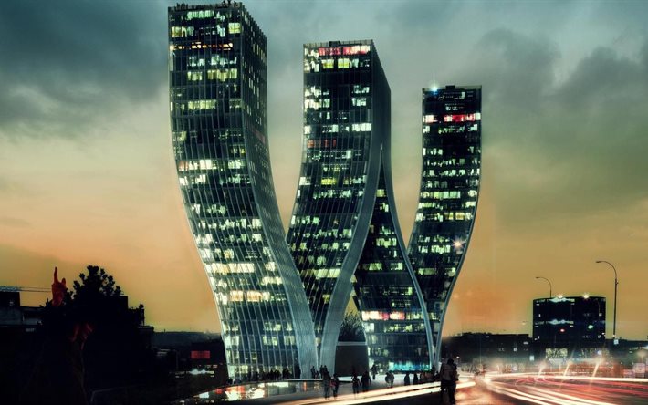元の高層ビル群, チェコ共和国, プラハ, ウォルタータワーズ