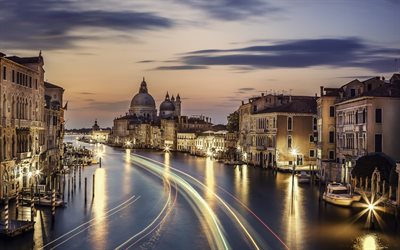 italia, por la tarde, en venecia por la noche, venecia