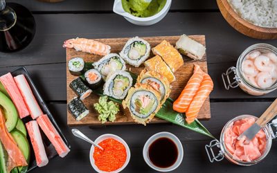 foto, papel, sushi, cozinha japonesa, rolos