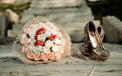 wedding bouquet, a bouquet of roses