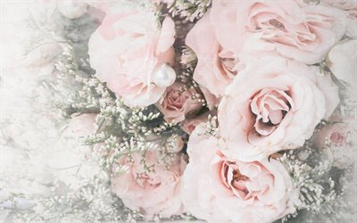 anello in argento, bouquet, foto, rose rosa, rose