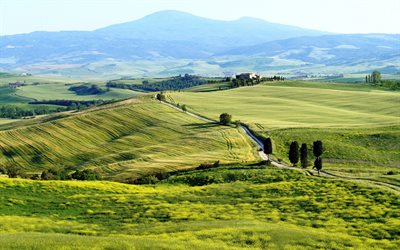 italien, italiens natur, gröna kullar, foto