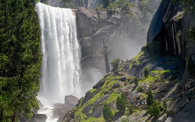 yosemite, sierra nevada, vackert vattenfall, usa