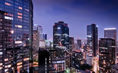 टोक्यो, गगनचुंबी इमारतों, जापान, शाम, रोशनी, गगनचुंबी इमारतों के