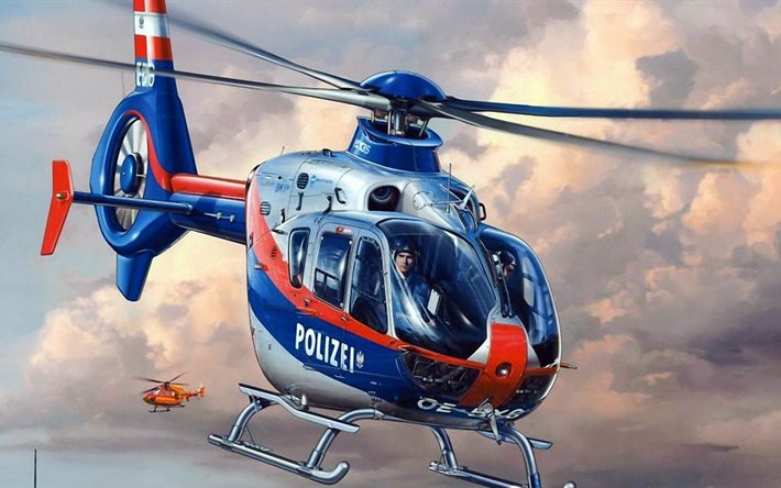 eurocopter, ec 135, helicóptero da polícia, helicópteros utilitários