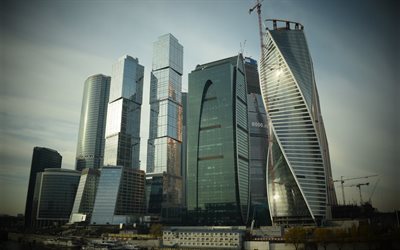 grattacieli, mosca, città, centro business, russia