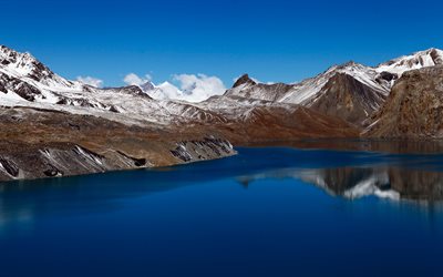 tilicho 호수, 5k, 산, 스카이 라인, 네팔