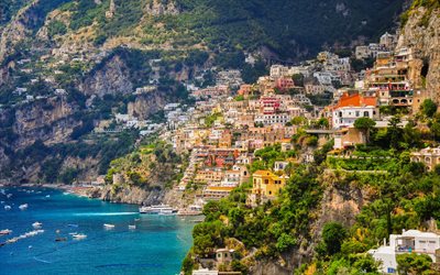 Italy, Amalfi, Campania, summer, sea, mountains, Gulf of Salerno, Positano