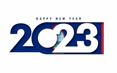 عام جديد سعيد 2023 غوام, خلفية بيضاء, غوام, الحد الأدنى من الفن, 2023 مفاهيم غوام, غوام 2023, 2023 خلفية عن غوام, 2023 سنة جديدة سعيدة غوام