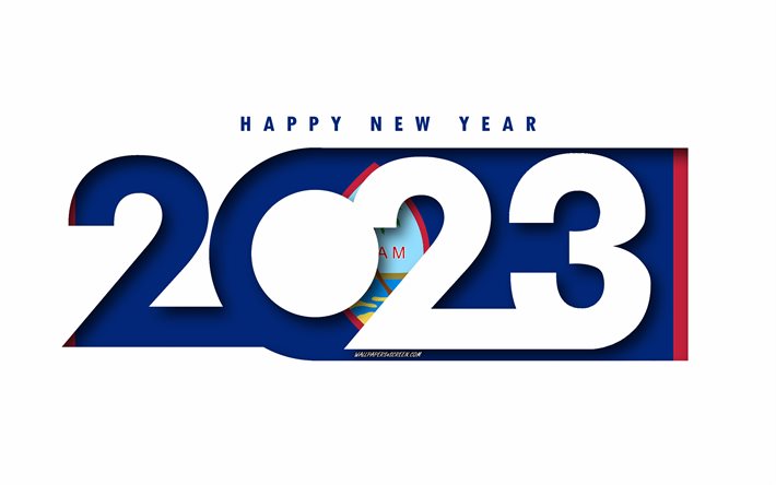 feliz ano novo 2023 guam, fundo branco, guam, arte mínima, conceitos de guam 2023, guam 2023, fundo de guam 2023, 2023 feliz ano novo guam