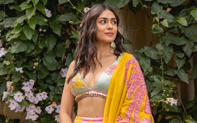 mrunal thakur, 2022, abbigliamento tradizionale indiano, attrice indiana, bollywood, stelle del cinema, sari, foto con mrunal thakur, celebrità indiana, servizio fotografico di mrunal thakur