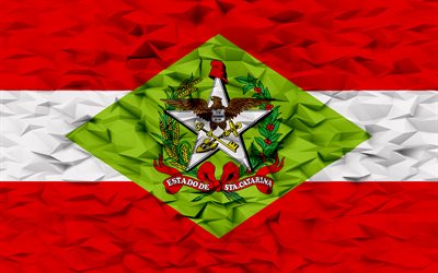 산타카타리나의 국기, 4k, 브라질의 주, 3d 다각형 배경, 산타카타리나 국기, 3d 다각형 텍스처, 산타카타리나의 날, 3d 산타 카타리나 플래그, 브라질 국가 상징, 3d 아트, 산타카타리나, 브라질