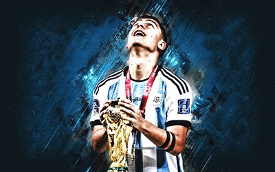 パウロ・ディバラ, サッカー アルゼンチン代表, ワールドカップのディバラ, アルゼンチンのサッカー選手, 青い石の背景, パウロ・ブルーノ・ディバラ, アルゼンチン, フットボール
