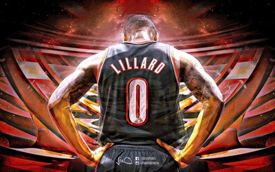 Portland Trail Blazers, Damian Lillard, fan art, jugadores de baloncesto, 2016, de la NBA