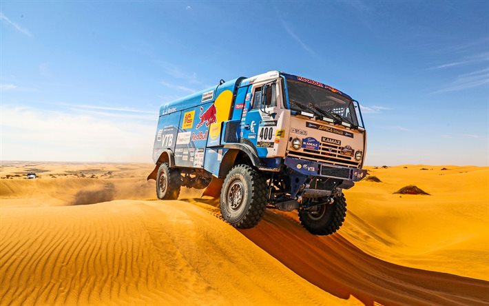 Rally, Dakar, Kamaz-Master, KamAZ 4326-9, camiones, dunas de arena, desierto