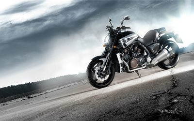 carretera de 2016, Yamaha V-Max, las motos clásicas, negro yamaha