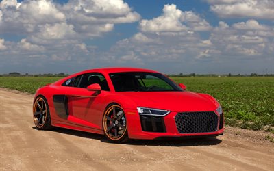 Audi R8, 2017, red Audi, red R8, tuning Audi, HRE, RS106