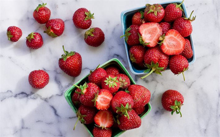 jordgubbe, bär, frukt, tallrik med jordgubbar