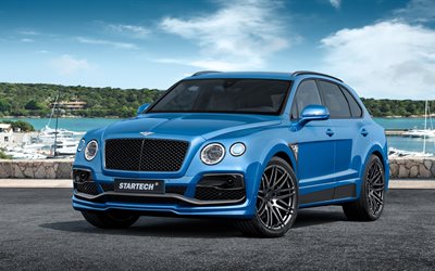 Bentley Bentayga, tuning, Startech, 2016, coches de lujo Suv, azul Bentayga