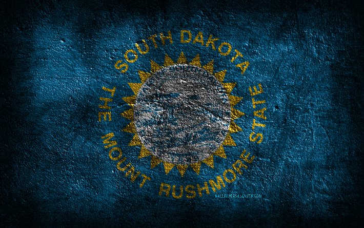 4k, south dakota state flagga, stenstruktur, south dakota flagga, day of south dakota, south dakota, amerikanska nationella symboler, south dakota state, amerikanska stater, usa