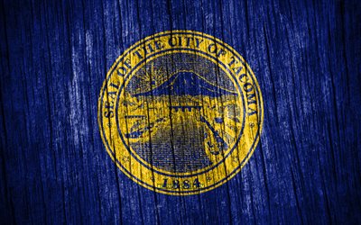 4k, flag of tacoma, amerikkalaiset kaupungit, day of tacoma, usa, puiset tekstuuriliput, tacoma lippu, tacoma, washingtonin osavaltio, washingtonin kaupungit, yhdysvaltain kaupungit, tacoma washington