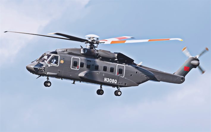 sikorsky s-92, närbild, flygande helikoptrar, civil luftfart, grå helikopter, flyg, sikorsky, bilder med helikopter, multifunktionshelikoptrar, civila flygplan, s-92, sikorsky aircraft