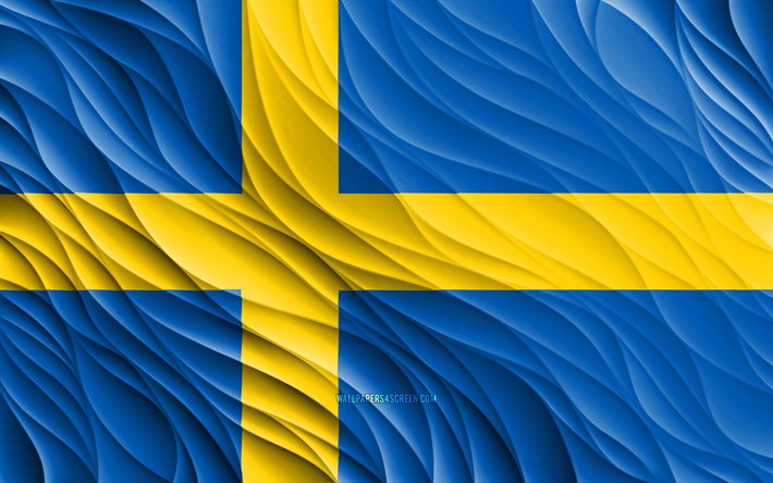 4kbandeira suecaondulado 3d bandeiraspaíses europeusbandeira da suéciadia da suéciaondas 3deuropasueco símbolos nacionaissuécia bandeirasuécia