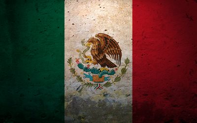 flaggor, symboler, mexiko flagga, vapensköld, grunge