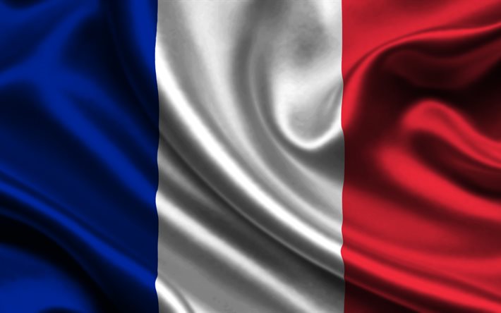 los símbolos de francia, Francia, la bandera, la textura de la seda