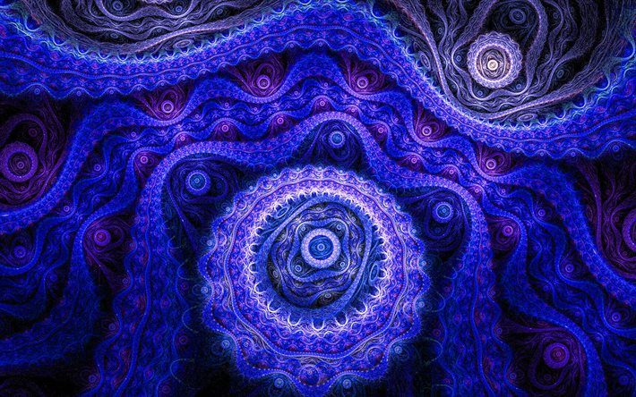 los fractales, los patrones, azul, antecedentes, abstracto