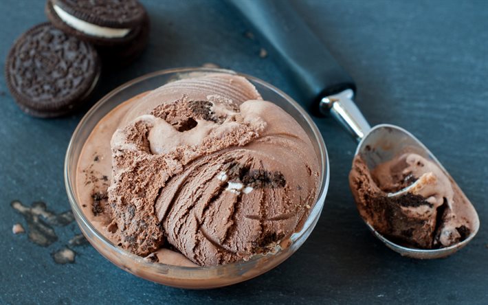 el helado de chocolate, de chocolate, bolas de helado