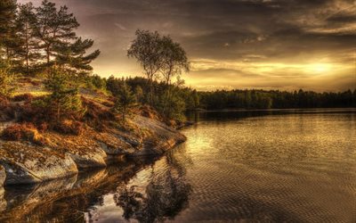 the lake, sweden, the nature of sweden, shore