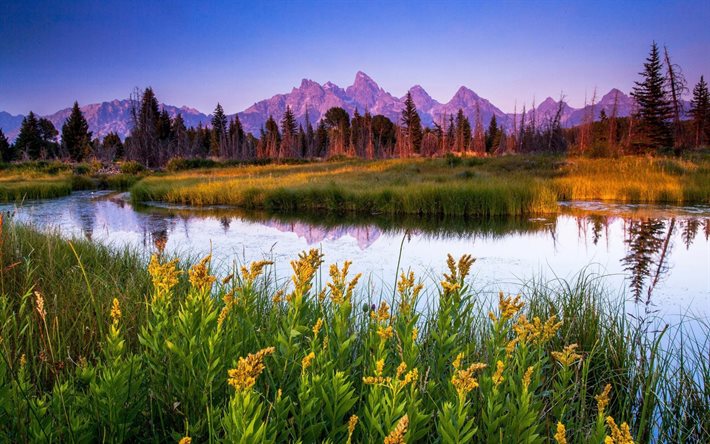 ग्रांड teton राष्ट्रीय उद्यान, पहाड़ों, संयुक्त राज्य अमेरिका