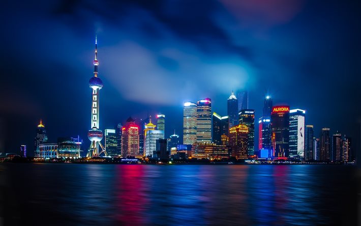 中国, 上海, 夜