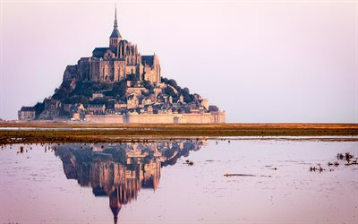 mañana, cerraduras, francia, normandía, el castillo de mont-saint-michel