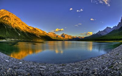 pulvérisation de lacs, de pulvérisation lac, les montagnes, le canada, le réservoir, le lac kananaskis