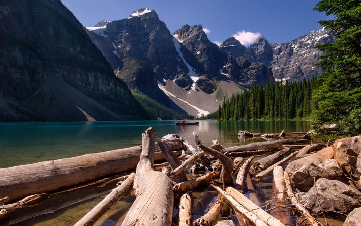 natur kanada, kanada, glaciärsjö, berg, bergskedja
