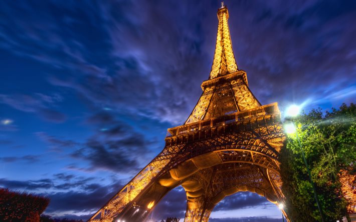 에펠 타워, 밤, 파리, 프랑스