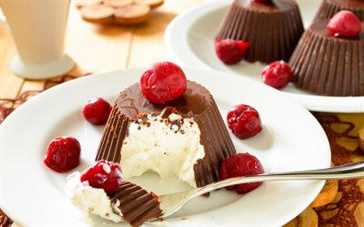 choklad, cheesecake dessert, foto desserter
