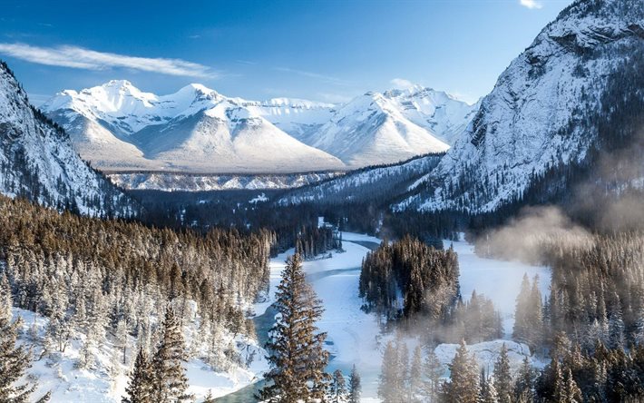 winter, nationalpark, gebirge, banff, schnee
