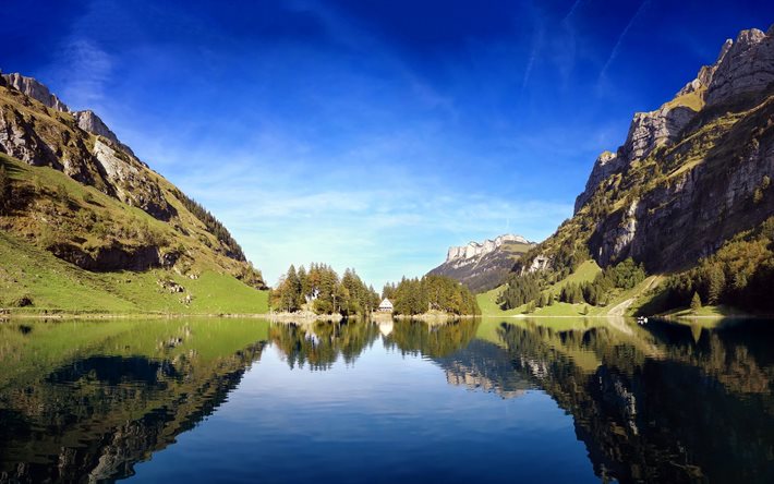 schweiz, sjö, sommar, schweiziska natur