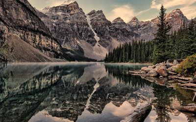 प्रकृति, कनाडा, फोटो, बर्फ, पहाड़ों, झील banff
