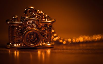 caméra d'or, pendentif, de la décoration, de l'or de la caméra, d'embellissement