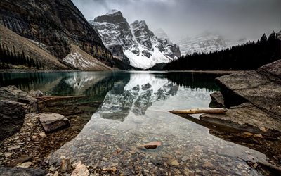 alberta, montanhas, belo lago, natureza canadá, canadá