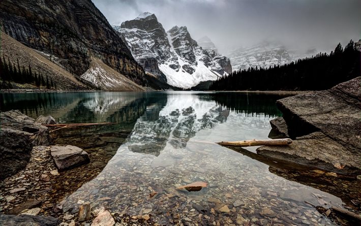 alberta, berg, vacker sjö, natur kanada, kanada