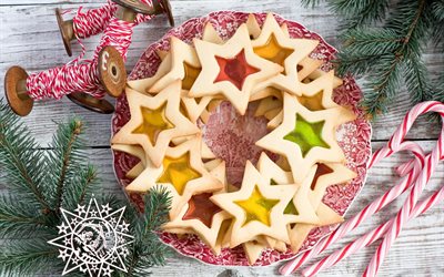 christmas cookies, new year, cookies stars