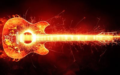 feuer -, musikinstrumenten -, feuer-gitarre, gitarre flaming